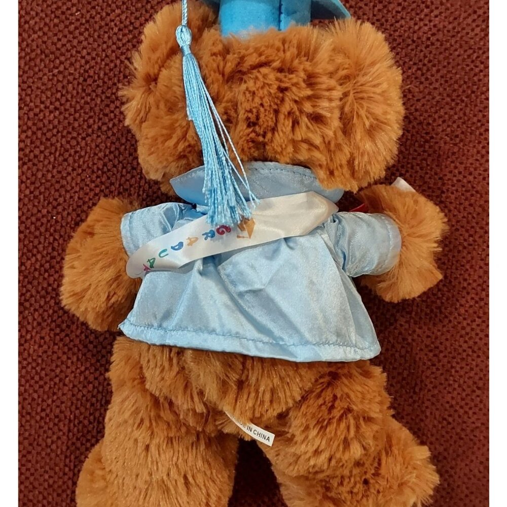 Plush Bear Graduation Baby Blue Cap and Gown Diploma 10 Inch - Picture 7 of 9